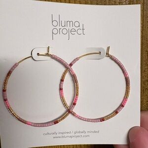 Bluma Project Glass Bead Hoop Earrings - Lavender/Pink/Gold